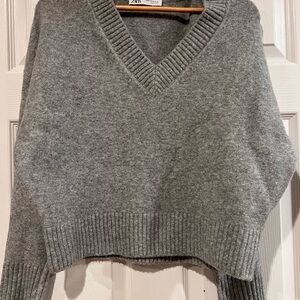 Zara Charcoal V-Neck Women's Sweater